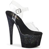 ADORE-708SS vegane Pleaser Damen High Heels Plateausandaletten schwarz Multi Glitter