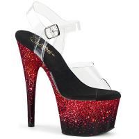 ADORE-708SS Pleaser edle Damen High Heels Plateausandaletten schwarz rot Glitter