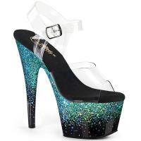 ADORE-708SS Pleaser Damen High Heels Plateausandaletten türkis Multi Glitter