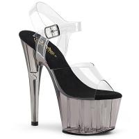 ADORE-708T Pleaser vegane High-Heels Plateau Sandaletten klar rauchfarben getönt