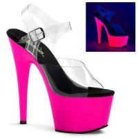 ADORE-708UV Pleaser high heels platform ankle strap sandal clear neon pink uv