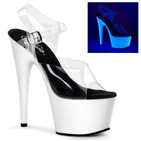 ADORE-708UV Pleaser High-Heels Plateausandaletten klar neon weiß uv reaktiv