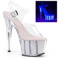 ADORE-708UVG Pleaser High-Heels Sandaletten neon opal Glitter