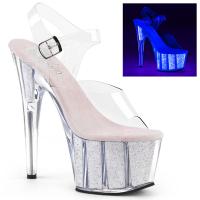 Sale ADORE-708UVG Pleaser High-Heels Sandaletten neon opal Glitter Gr 38