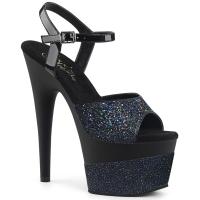 ADORE-709-2G Pleaser High Heels Platform Sandal black multi glitter
