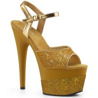 ADORE-709-2G Pleaser High-Heels Plateau Sandaletten gold Multi Glitter