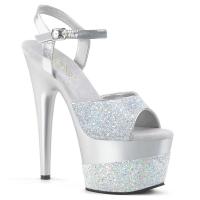 ADORE-709-2G Pleaser High-Heels Plateau Sandaletten silber Multi Glitter