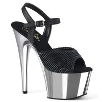 ADORE-709 Pleaser High-Heels Plateau Sandaletten schwarz silber chrom