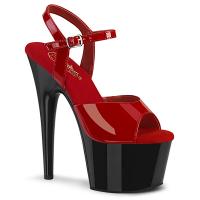 ADORE-709 Pleaser High Heels platform ankle strap sandal red black patent
