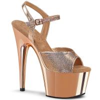 ADORE-709 Pleaser High Heels Platform Sandal rose gold chrome textured metallic