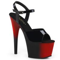 ADORE-709BR Pleaser High Heels platform sandal vertical two tone black red