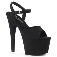 ADORE-709FS Pleaser High Heels fully wrapped platform sandal black velours