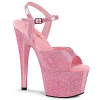 ADORE-709GP Pleaser vegan high heels ankle strap sandal baby pink glitter patent