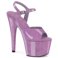 ADORE-709GP Pleaser vegan high heels ankle strap sandal lilac glitter patent