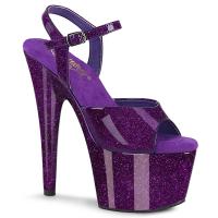 ADORE-709GP Pleaser vegan high heels ankle strap sandal purple glitter patent