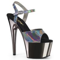 ADORE-709HGCH Pleaser high heels sandal pewter hologram chrome