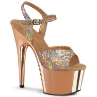 ADORE-709HM Pleaser High Heels Plateausandaletten roségold Chrom faltigen Metallic Matt