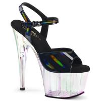 ADORE-709HT Pleaser high heels ankle strap sandal black holographic platform