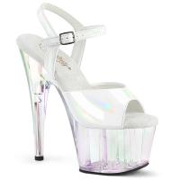 ADORE-709HT Pleaser high heels ankle strap sandal white holographic platform
