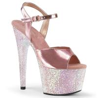 ADORE-709LG Pleaser High-Heels Plateausandaletten rosegold metallic opal Glitter