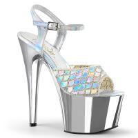 ADORE-709MMRS Pleaser High-Heels Plateau Sandaletten silber hologramm chrom