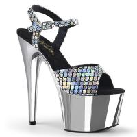 ADORE-709MSC Pleaser High-Heels Plateausandaletten silber Hologramm Chrom