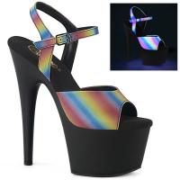 ADORE-709REFL-02 Pleaser Damen High Heels Plateausandaletten Regenbogen reflektierend