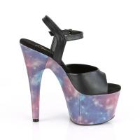 ADORE-709REFL Pleaser High-Heels Plateausandaletten schwarz lila-blau reflektierende Galaxie