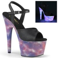 ADORE-709REFL Pleaser High-Heels Plateausandaletten schwarz lila-blau reflektierende Galaxie