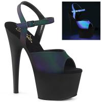 ADORE-709REFL Pleaser high heels platform ankle strap sandal green multi reflective black matte