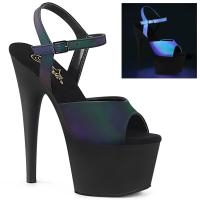 ADORE-709REFL Pleaser High-Heels Plateausandaletten grün multi reflektierend schwarz matt