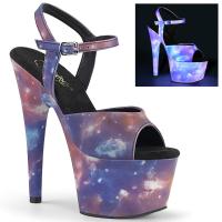 ADORE-709REFL Pleaser high heels platform ankle strap sandal purple-blue galaxy effect