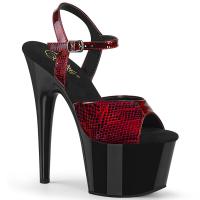 ADORE-709SP Pleaser Damen Plateausandaletten rot Schlangenprint schwarz Lack