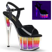 ADORE-709SRS Pleaser High-Heels Sandaletten schwarz Lack klar Neon Multicolor
