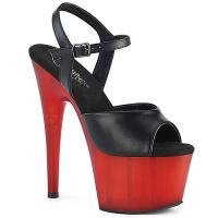 ADORE-709T Pleaser High-Heels Plateausandaletten schwarz Lederoptik rot gefrostet