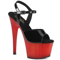 ADORE-709T vegane Pleaser High-Heels Plateausandaletten schwarz Lack rot gefrostet