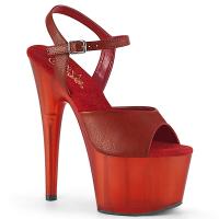 ADORE-709T Pleaser High-Heels Plateausandaletten rot Lederoptik gefrostet