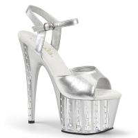 ADORE-709VLRS Pleaser Damen High Heels Riemchen Plateausandaletten silver Matt Strass