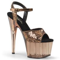 ADORE-710GT Pleaser High-Heels Plateau Sandaletten bronze gefärbt Glitter