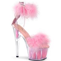 Sale ADORE-724F Pleaser High-Heels Plateau Sandaletten klar babypink Marabu Fell 36