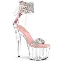 ADORE-727RS Pleaser Damen Plateau Riemchen Sandaletten Strass Manschette babypink