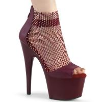ADORE-765RM Pleaser close back mesh rhinestone shootie high heels sandal burgundy matte