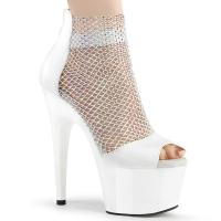 ADORE-765RM Pleaser close back mesh rhinestone shootie high heels sandal white patent