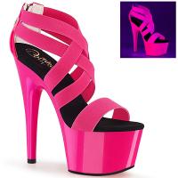 ADORE-769UV Pleaser High-Heels Sandaletten Elastikriemchen uv reaktiv neon hotpink