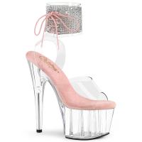 ADORE-791-2RS Pleaser high heels platform ankle cuff sandal rhinestones clear baby pink