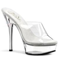 ALLURE-601 Pleaser vegane Damen High Heels Plateaupantoletten klar Strass