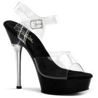 ALLURE-608 Pleaser Damen High Heels Plateausandaletten Strass klar schwarz