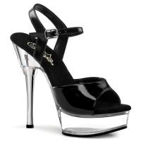 ALLURE-609 Pleaser Damen High Heels Plateausandaletten Strass schwarz Lack klar