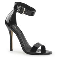 AMUSE-10 Pleaser High-Heels Sandaletten schwarz Lack mit Fesselriemchen