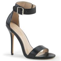 AMUSE-10 Pleaser high heels closed back ankle strap sandal black matte